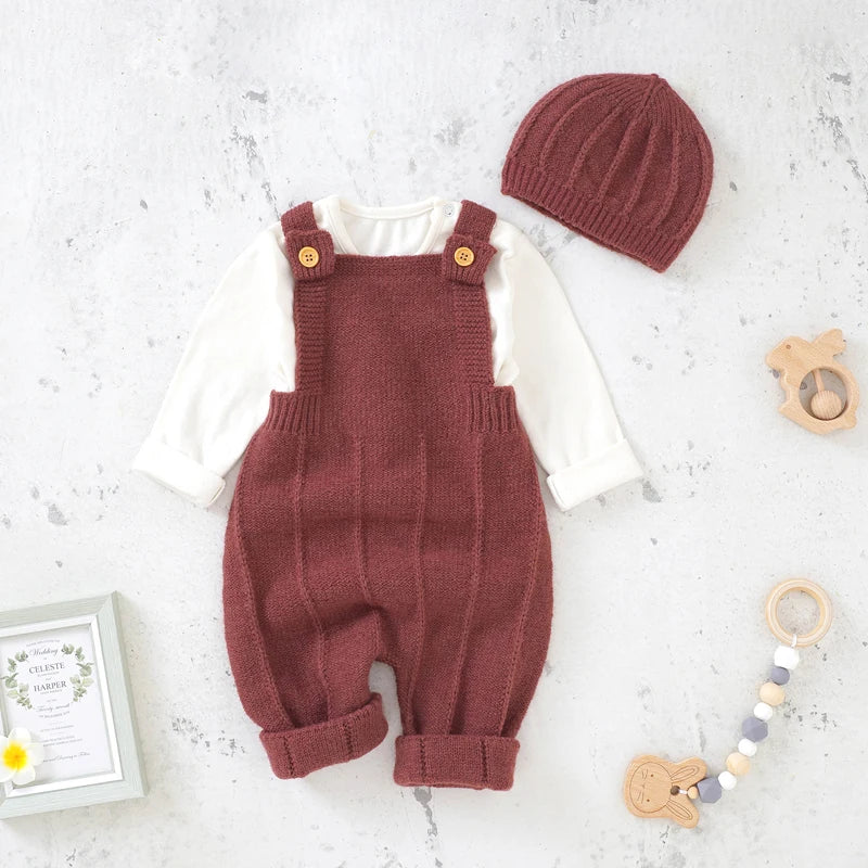 Sleeveless Knitted Baby Romper Set