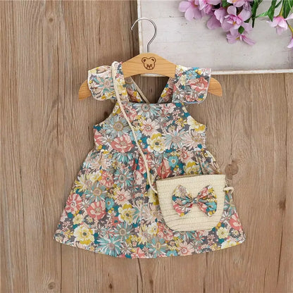 BloomBelle – Summer Ruffle Dress & Bag Set for Little Girls