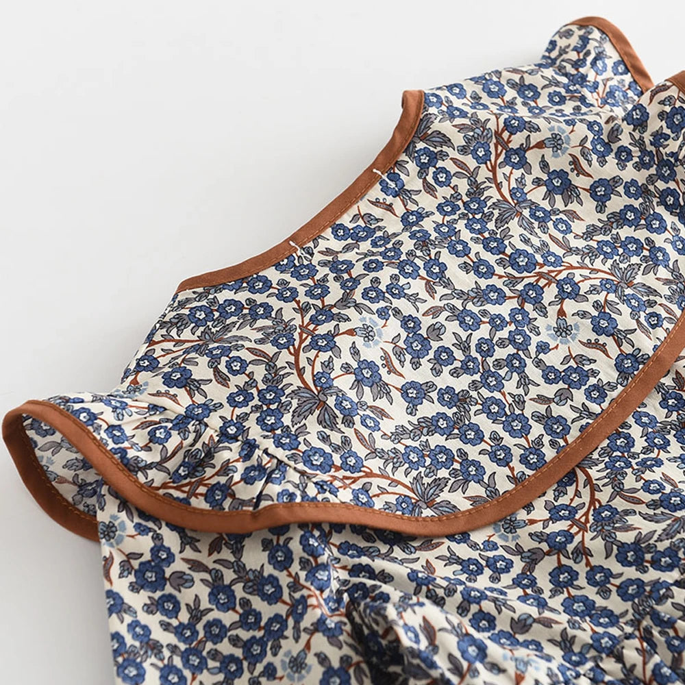 Blossom Belle – Long Sleeve Floral Princess Dress with Doll Collar for Girls